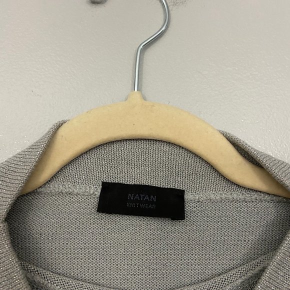 Natan Knitwear Metallic Gray Merino Wool Sweater - Picture 3 of 5